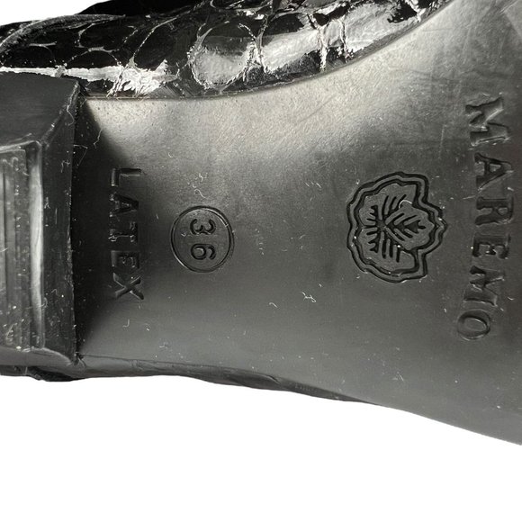 Vintage Maremo Patent Leather Croc Embossed Lace Up Ankle Boots in Black Size 36 - Picture 12 of 12